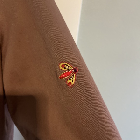 VTG 90s Tapestry Patch Brown Sequin Embroidered Sunflower Shirt Jacket Large - Picture 7 of 8